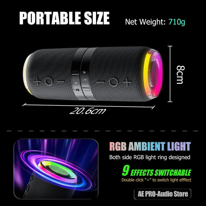 Premium Portable Bluetooth Speaker - Waterproof TWS Stereo Sound