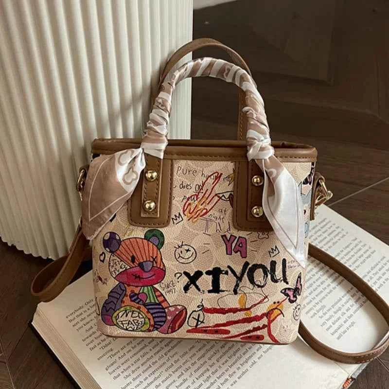 Elegant Artistic Crossbody Bag - Graffiti Design