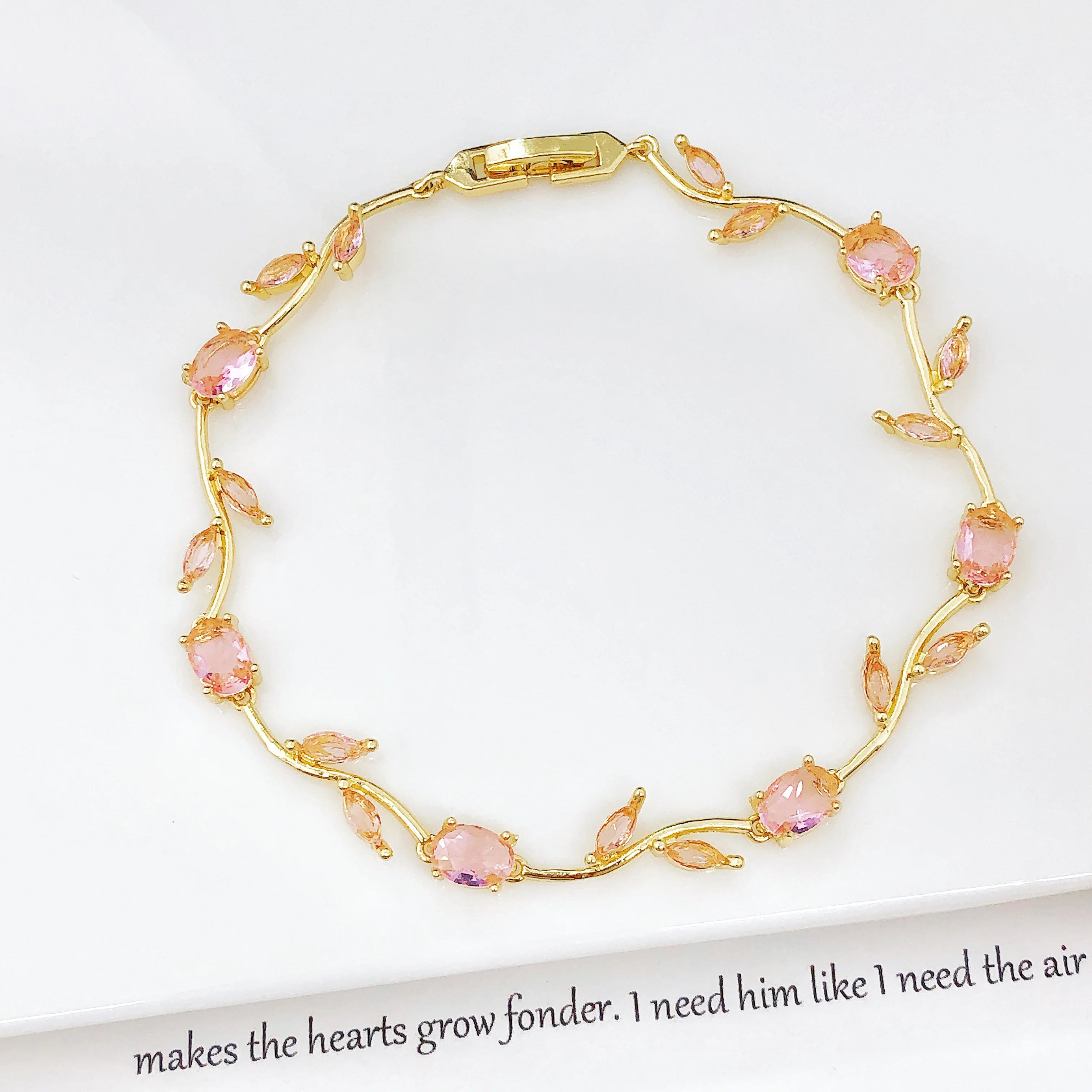Elegant Crystal Leaf Jewelry Set - Premium Necklace & Bracelet