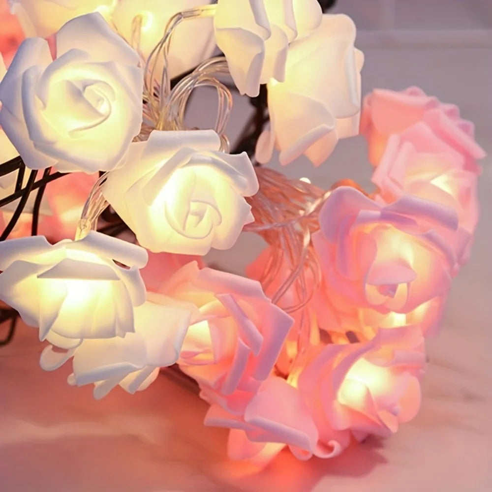 Elegant Rose String Lights - White & Pink