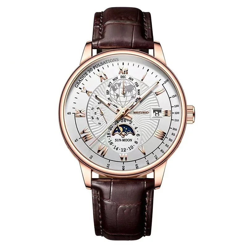 Elegant Men's Quartz Leather Watch - Versatile Business Style