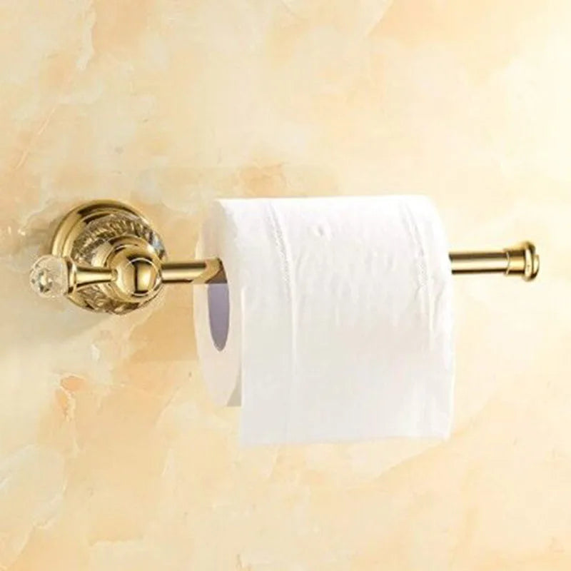 Luxury Crystal Gold Bathroom Hardware Set - Wall Mounted