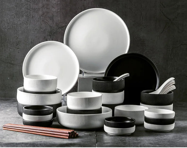 Premium Ceramic Dinnerware Set - Matte Glazed Japanese Style