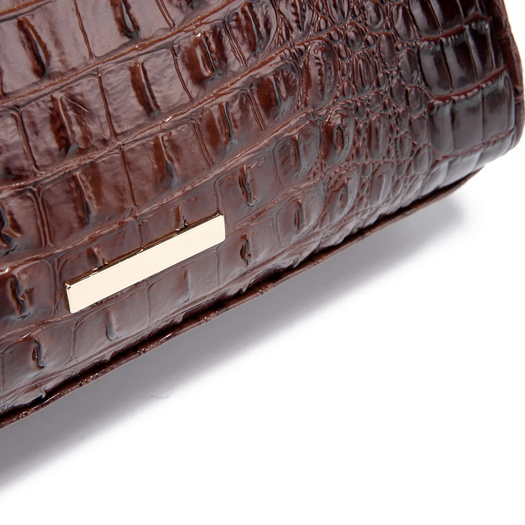 Elegant Crocodile Pattern Boston Bag