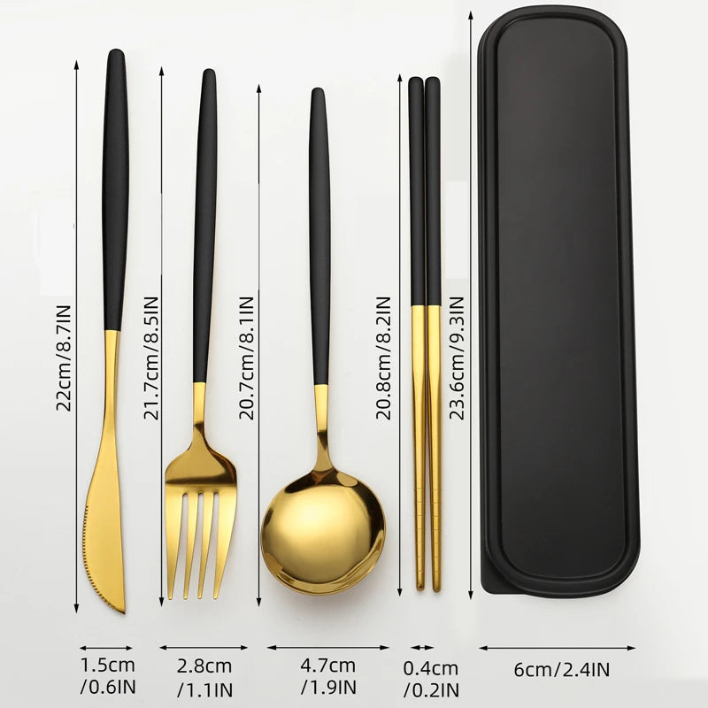 Elegant Portable Cutlery Set - Stainless Steel with Storage