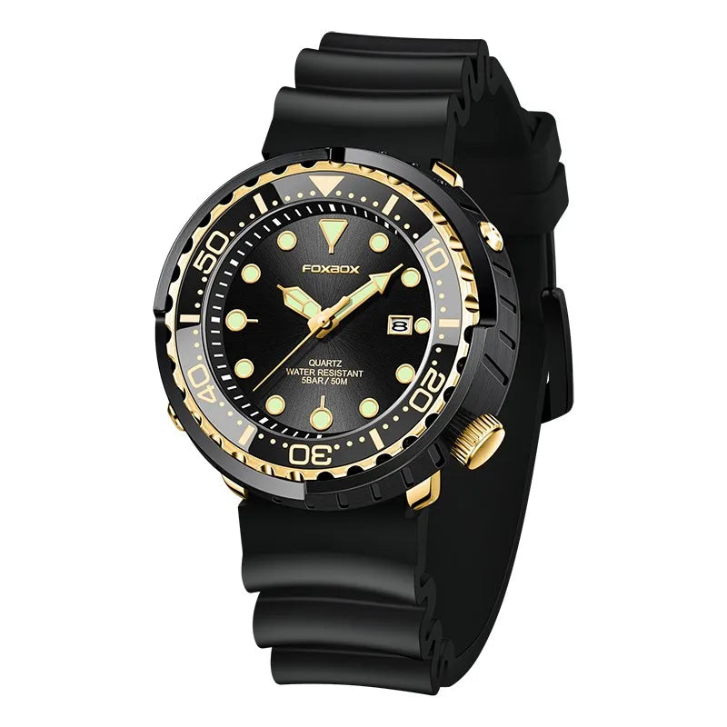 Luxury Mens Quartz Watch - 5ATM Waterproof Sports Clock