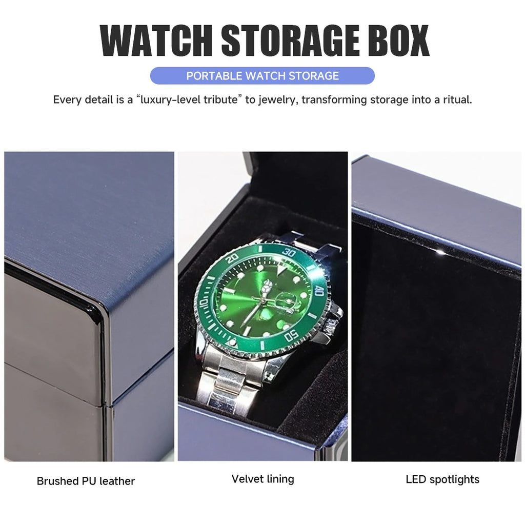 Premium Luxury LED Watch Box - Clamshell Single Case