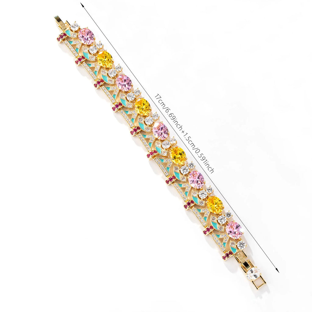 Elegant Multicolor Cubic Zirconia Bracelet - Women's Premium Jewelry Set