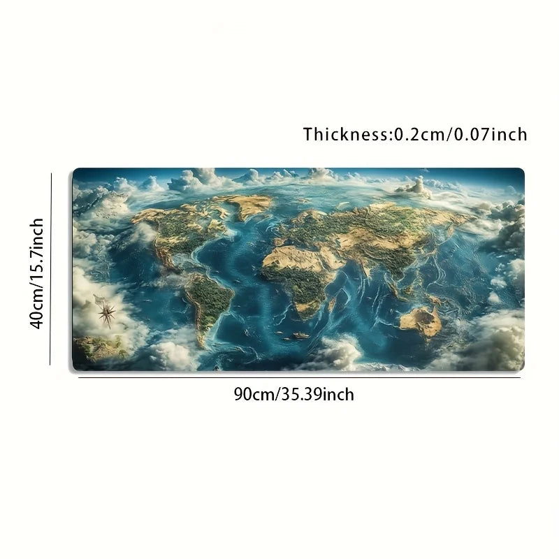 Premium Gaming World Map Mouse Pad - Non-Slip & Washable