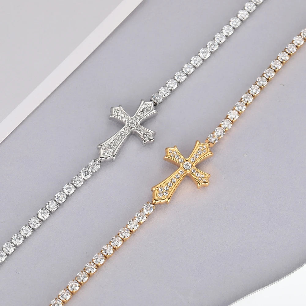 Premium Titanium Steel Cross Bracelet - Non-Fading & Adjustable