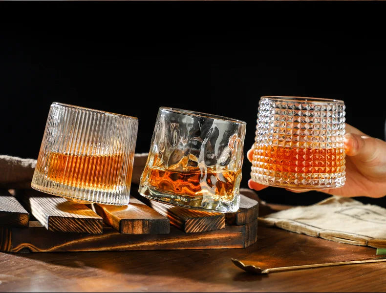 Premium Rotatable Whiskey Glass - Novelty Old Fashioned Design
