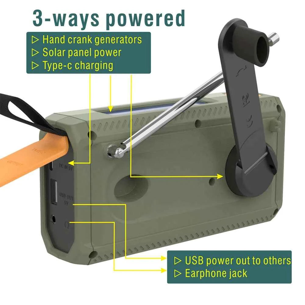 Ultimate Emergency Weather Radio - Solar & Hand Crank DAB FM
