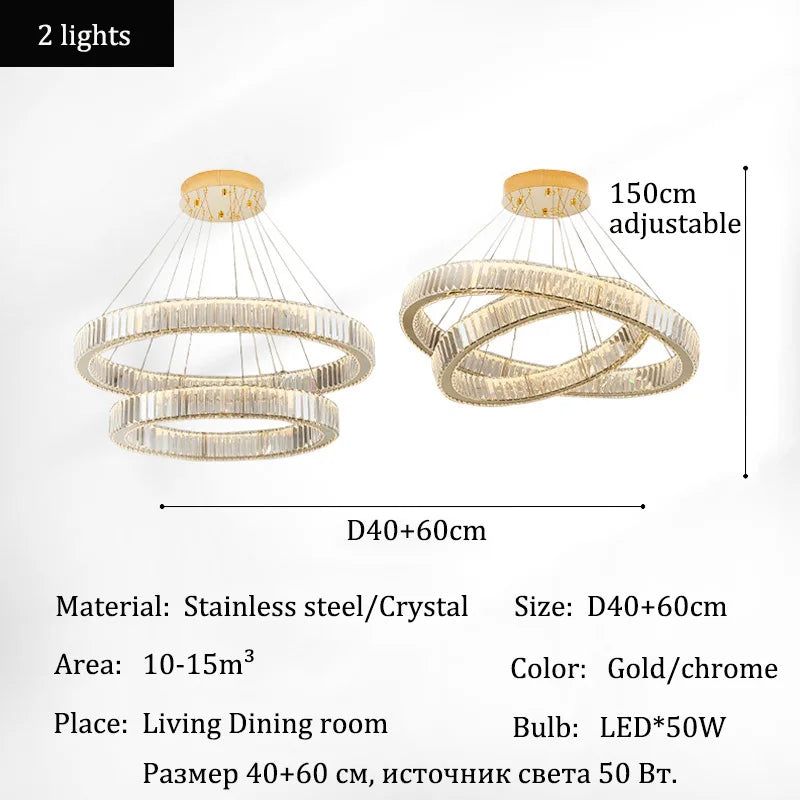 Elegant Crystal Ring Chandelier - Modern Dining Room Lighting