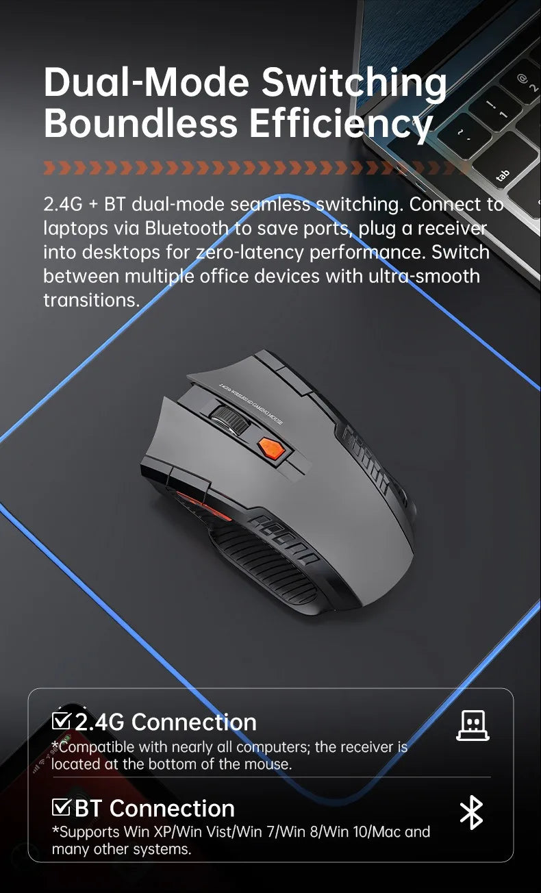 Premium Silent Wireless Mouse - 1600DPI Ergonomic Design