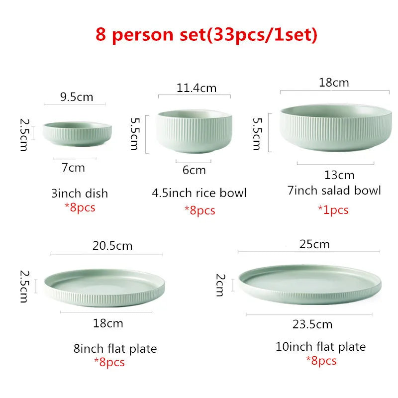 Premium Ceramic Dinnerware Set - Matte Glazed Japanese Style