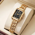 Elegant Women's Rectangle Quartz Watch - Stainless Steel Band