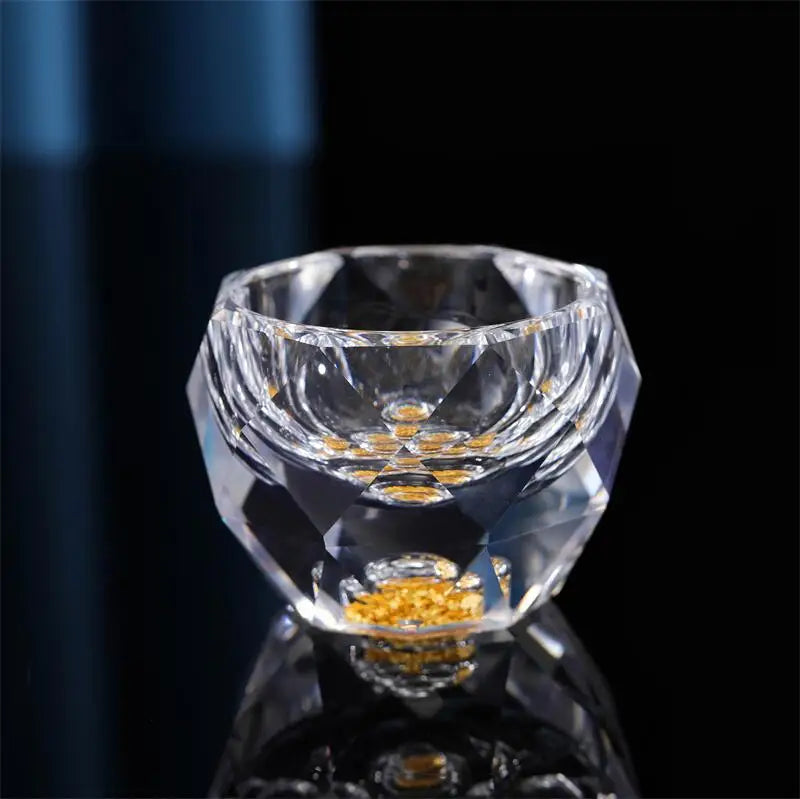 Luxury Crystal Shot Glass - Double Bottom Gold Foil Design