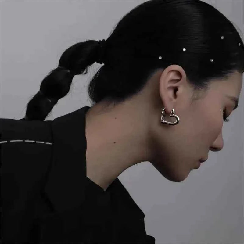 Elegant Sterling Silver Heart Hoop Earrings
