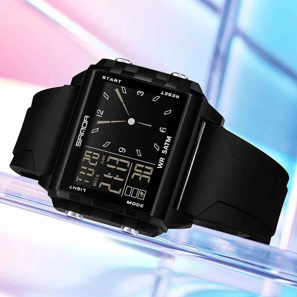 Premium Digital Sports Watch - Waterproof Square LED Timepiece
