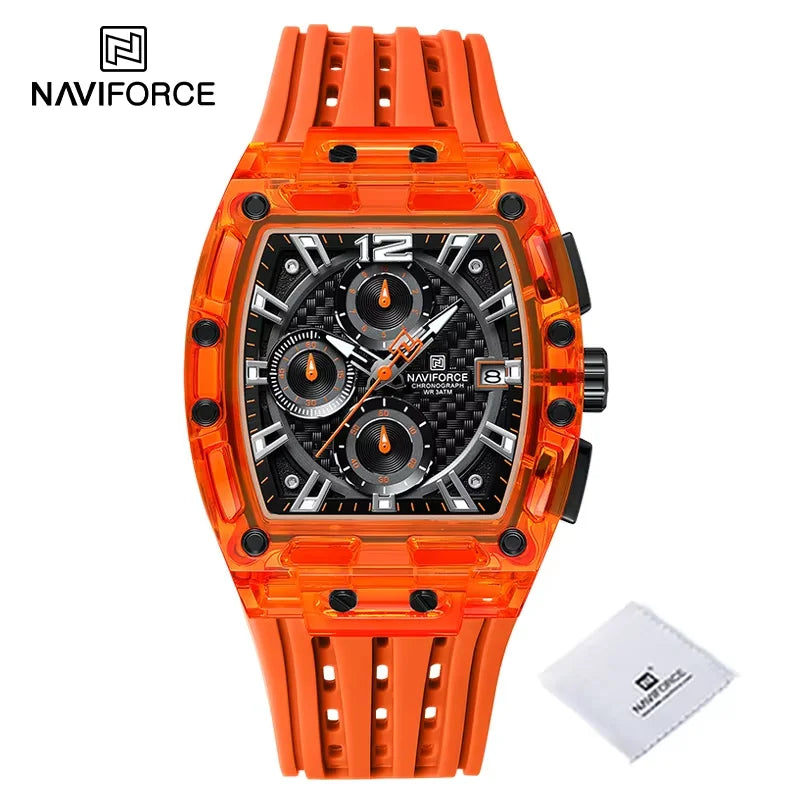 New NAVIFORCE Men's Quartz Multifunction Watches Fashion Sports Chronograph 5ATM Waterproof Silicone Band Casual Man Wrist Watch - Tulique