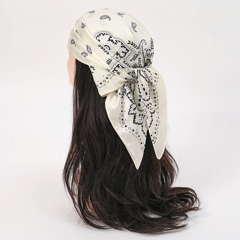 Luxury Square Silk Scarf - Satin Hair Bandana & Neckerchief