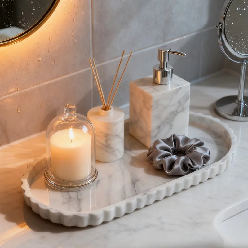 Elegant Scalloped Edge Luxury Decorative Tray - Oval Design