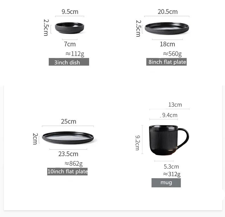 Premium Ceramic Dinnerware Set - Matte Glazed Japanese Style