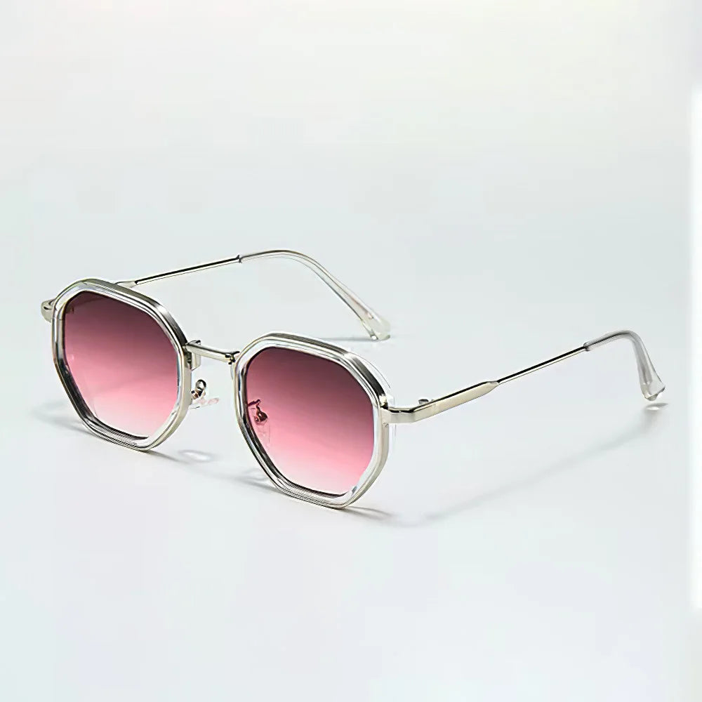 Modern Vintage Sunglasses for Women - Octagonal Golden Edging