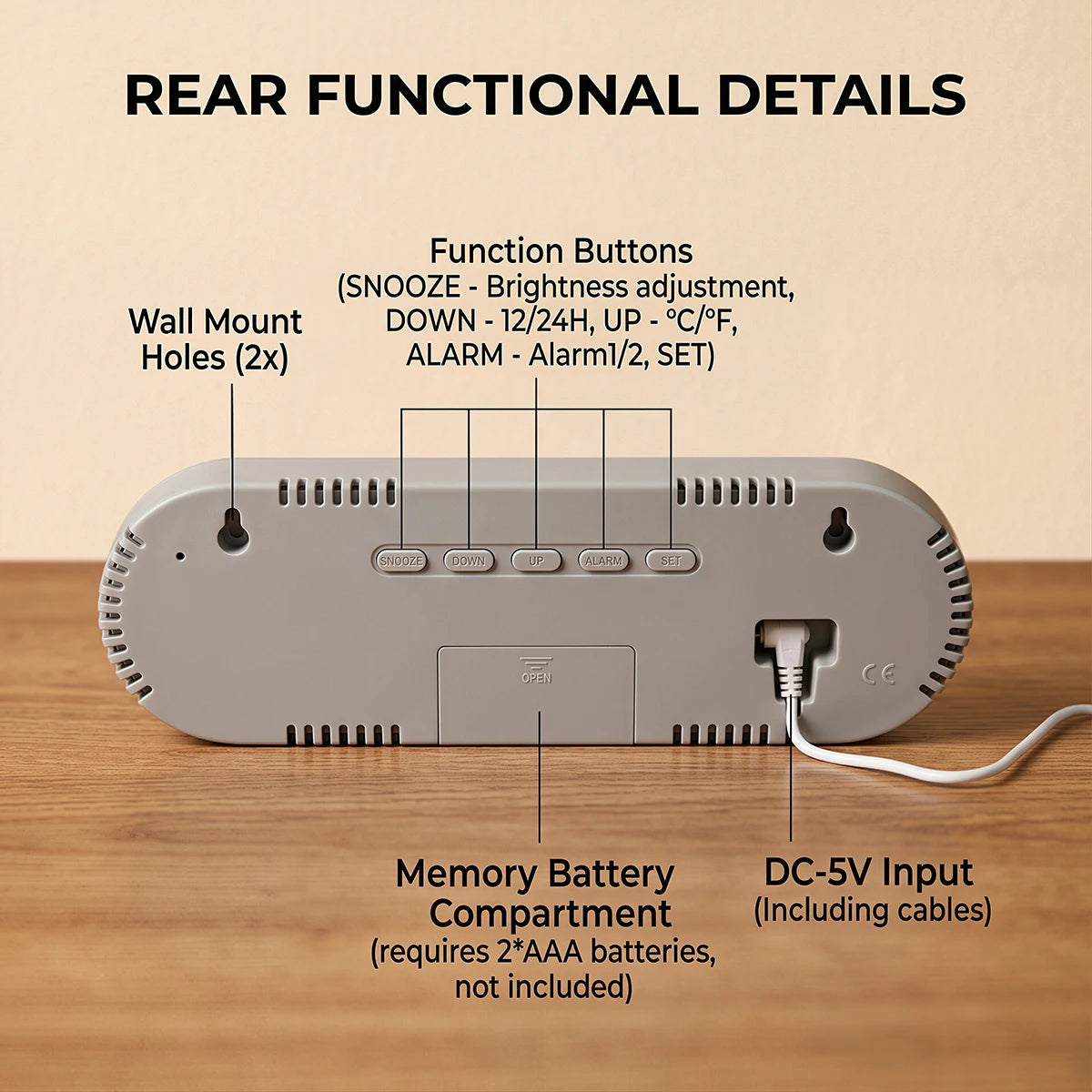 Premium Digital Wall Clock - Multi-functional LED Display
