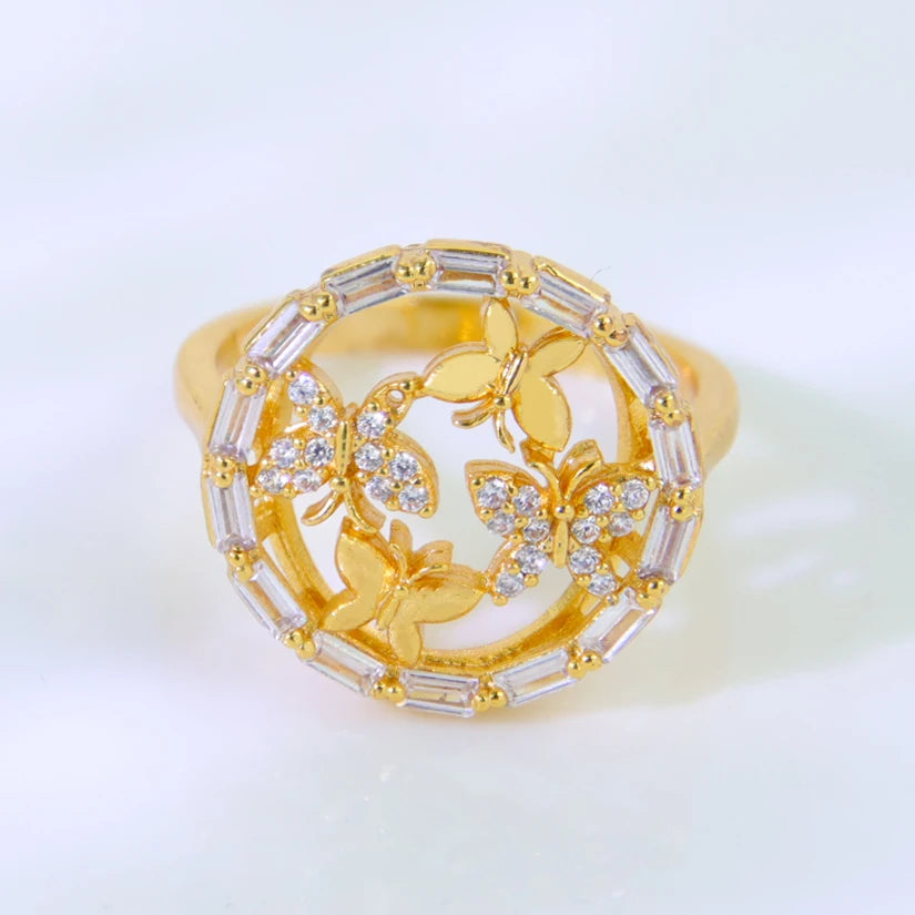Luxury 21k Gold Plated Italian Zircon Cocktail Ring