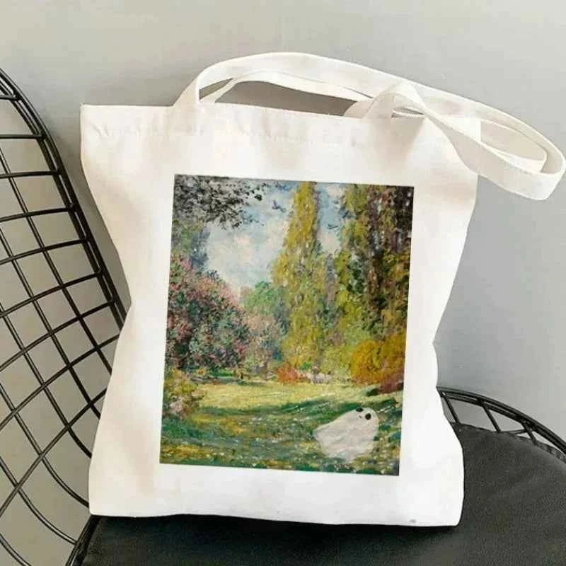 Elegant Floral Canvas Tote Shoulder Bag