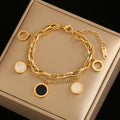 Roman Numeral Bracelet - gold color stainless steel link chain with engraved Roman numerals