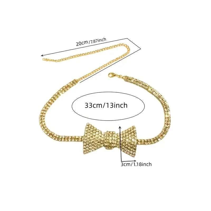 Elegant Crystal Bow Necklace - Rhinestone Jewelry Accessory