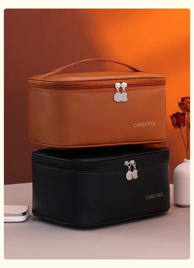 Premium Luxury PU Makeup Bag - Travel Organizer with Zipper