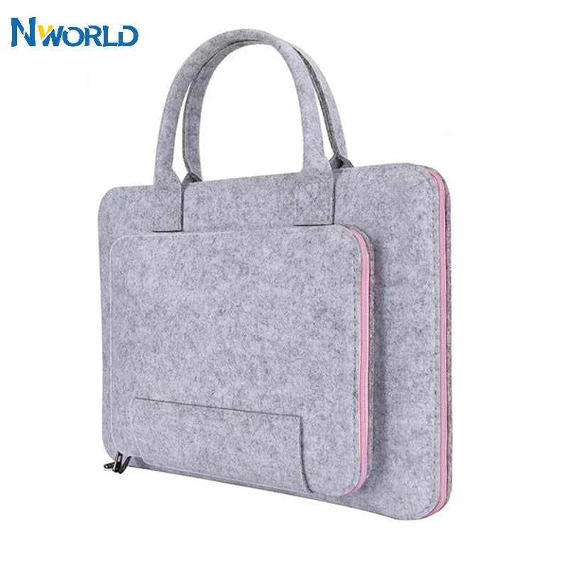 Felt laptop sleeve - blue protective case with handle for laptops