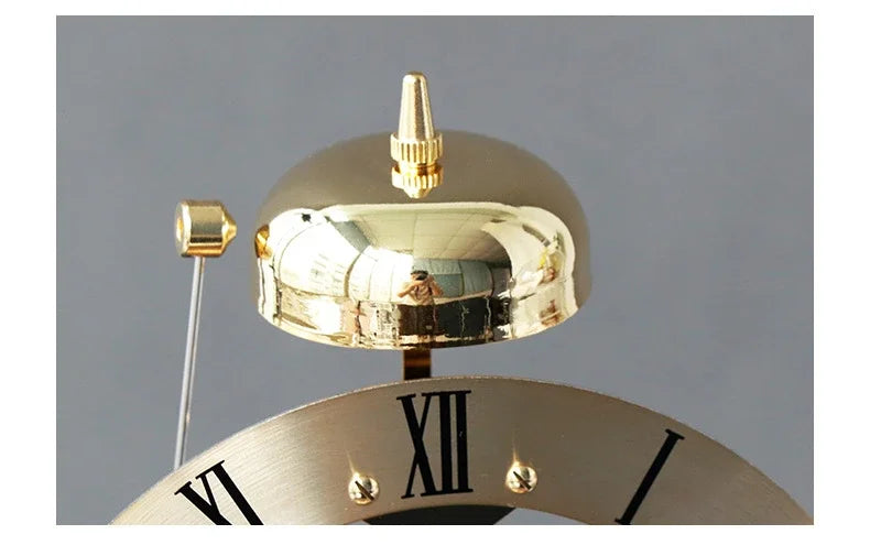 Elegant Luxury Desk Clock - Metal & Wood Tabletop Accent