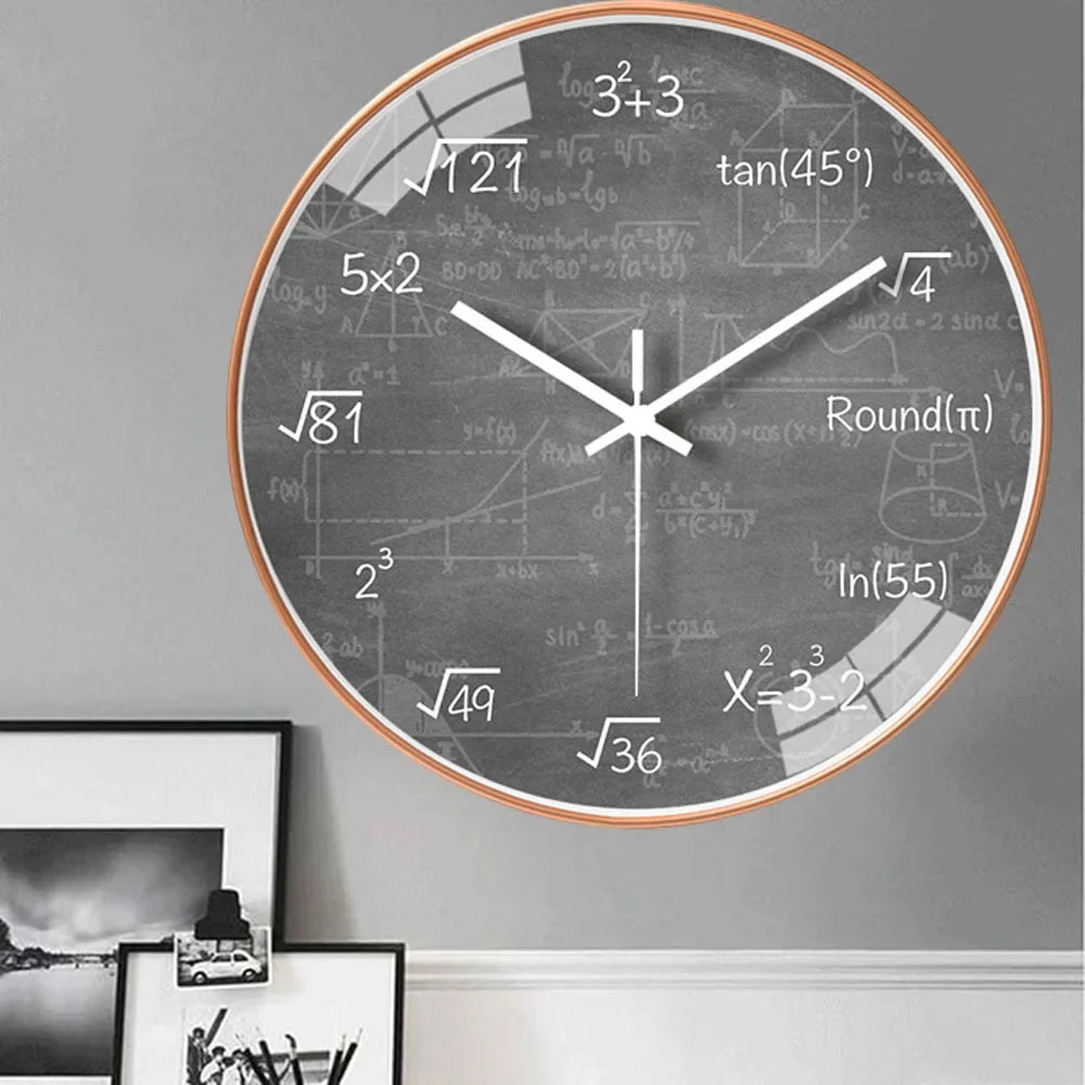 Elegant Modern Math Wall Clock - Non-Ticking Art Decor