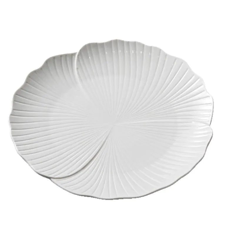 Elegant White Ceramic Dinner Plates Set - Modern Tableware