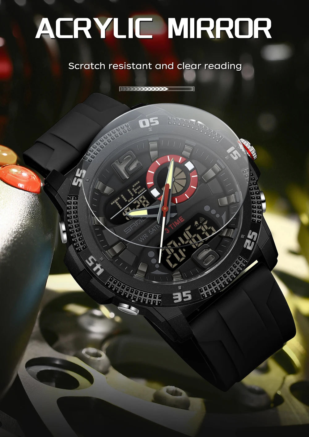 Premium Men's Sports Watch - Dual Time LED