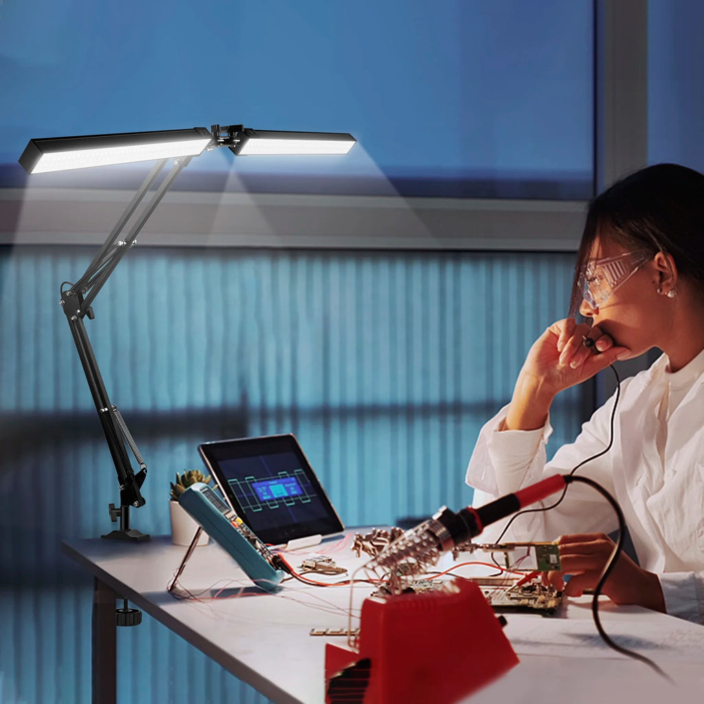 Premium LED Desk Lamp with Clamp - Auto Dimming & Bright