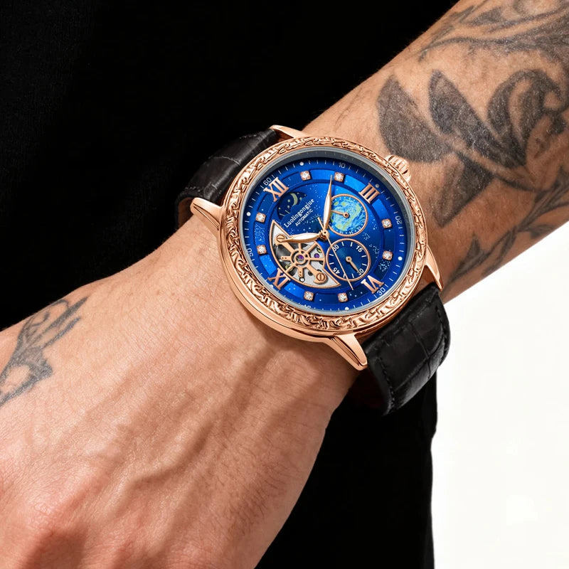 Premium Men's Skeleton Automatic Watch - Stylish & Versatile