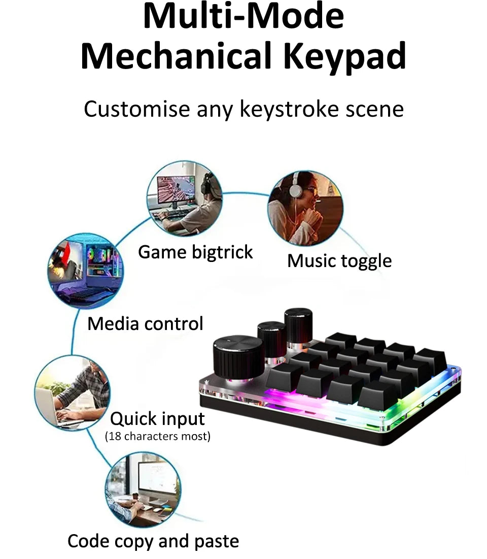 Premium Programmable Macro Keypad - 16 Keys 3 Knobs Hot-Swap