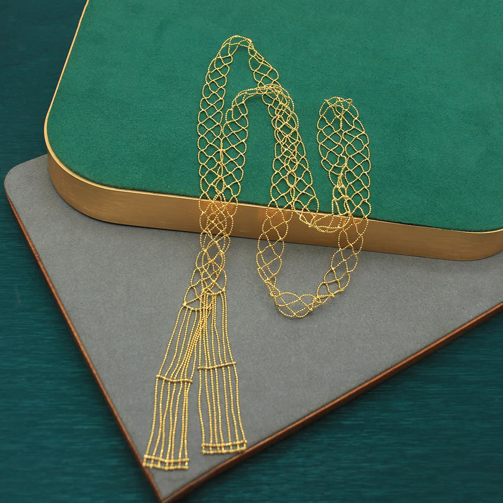 Luxury Golden Zircon Long Fringed Necklace - Italian Niche Design