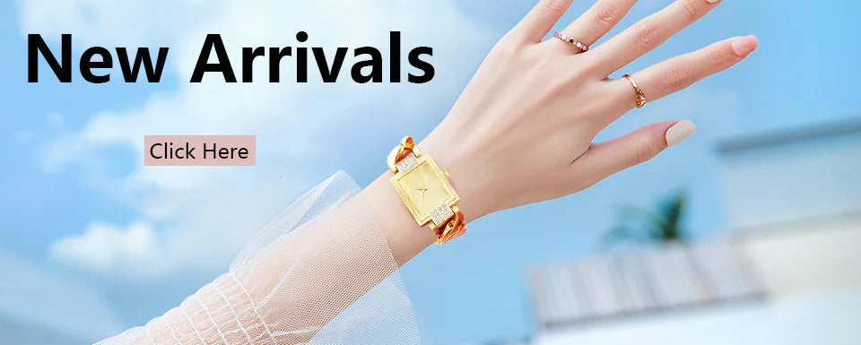 Elegant Ladies Quartz Gold Watch - Square Stainless Steel