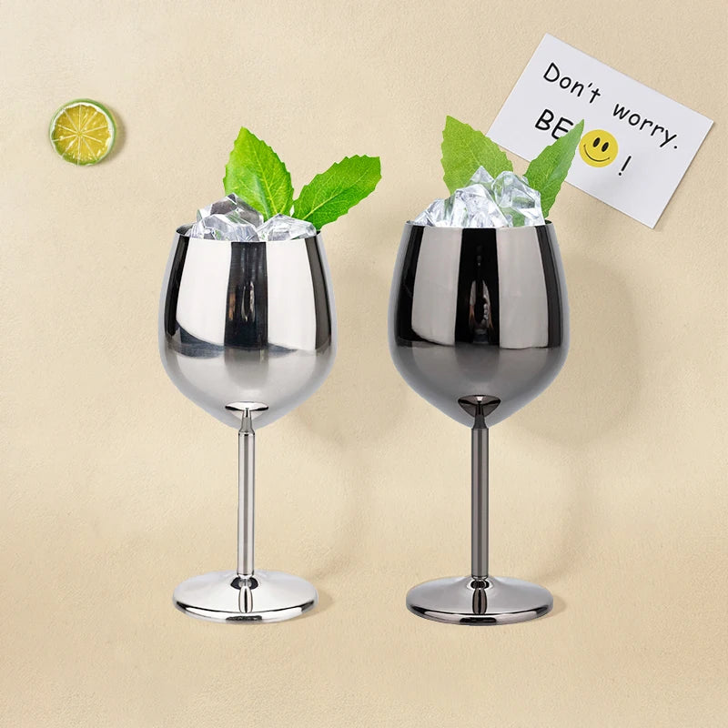 Elegant Stainless Steel Wine Goblet - Durable Metal Cup