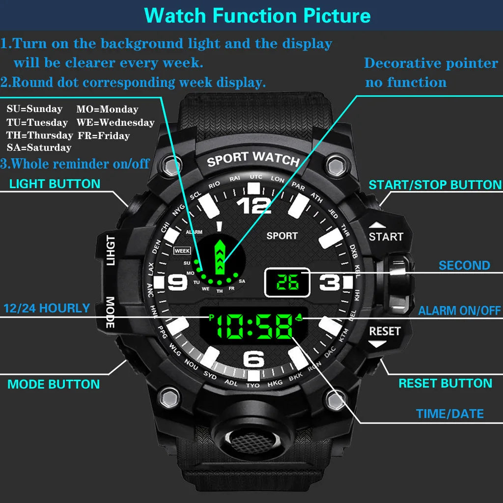 Premium Men's Sports Watch - Waterproof Digital Fitness Tracker