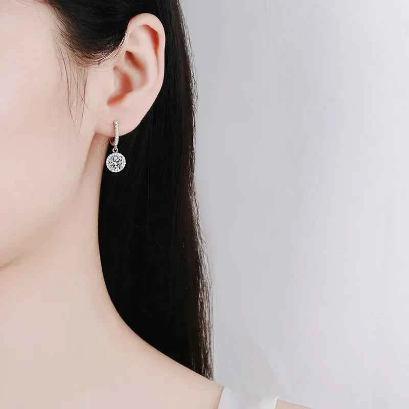 Luxury 1 Carat Moissanite Round Earrings in Sterling Silver