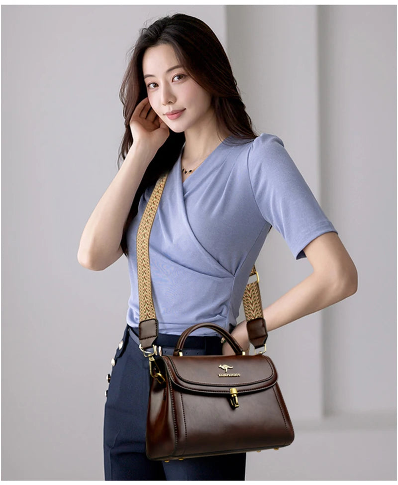 Elegant Leather Shoulder Crossbody Bag - Luxury Designer Style