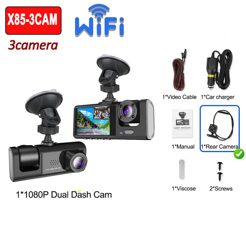 Premium 1080P WiFi Dash Cam - Multi Lens Vehicle Video Recorder