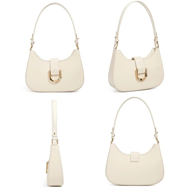 Elegant Crescent Shoulder Bag - Luxury PU Leather